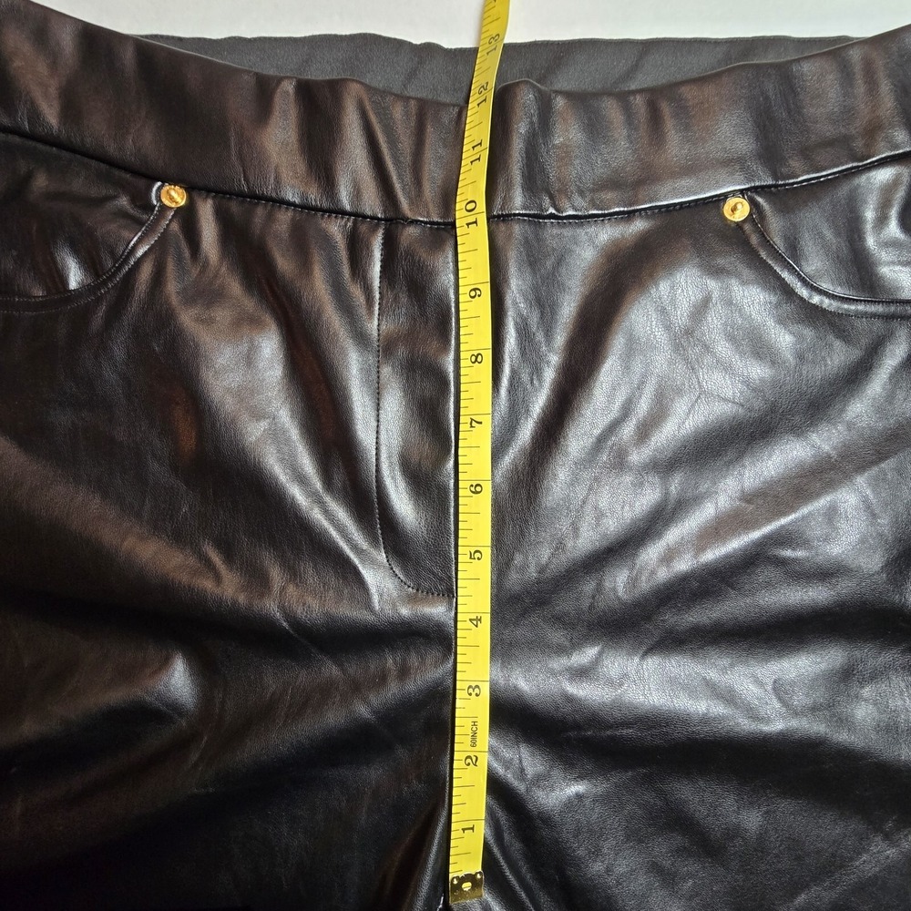 Y2K Michael Kors Black Faux Leather Lined Pants Womens Large Crop Kick Flare - Picture 8 of 16